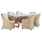 Conjunto de Mesa com 6 Cadeiras rattan Medena Naterial