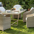 Conjunto de Mesa com 6 Cadeiras rattan Medena Naterial