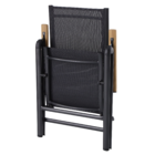 Conjunto de Mesa quadrada 89x150cm com 6 Cadeiras reclináveis alumínio Oris Naterial preta