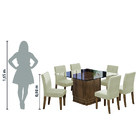 Conjunto De Mesa Com 6 Cadeiras Tampo De Vidro Onix Cedro