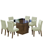 Conjunto De Mesa Com 6 Cadeiras Tampo De Vidro Onix Cedro