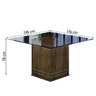 Conjunto De Mesa Com 6 Cadeiras Tampo De Vidro Onix Cedro