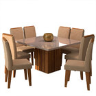 Conjunto De Mesa Com 8 Cadeiras Para Sala De Jantar 130x130 A