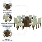 Conjunto De Mesa Com 8 Cadeiras Tampo De Vidro Onix Cedro