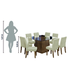 Conjunto De Mesa Com 8 Cadeiras Tampo De Vidro Onix Cedro