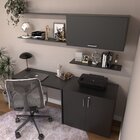 Conjunto De Mesa Com Armário De Escritório, Armário Aéreo E 3