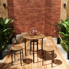 Conjunto de Mesa com Bancos 3 Lugares Alumínio Marrom Fênix Metalnew