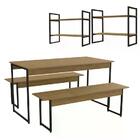 Conjunto De Mesa Com Bancos E Nichos Industrial Crome 24 Kapp