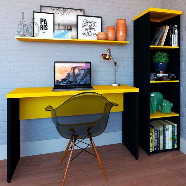 Conjunto De Mesa Com Estante E Prateleira De Escritório Corp