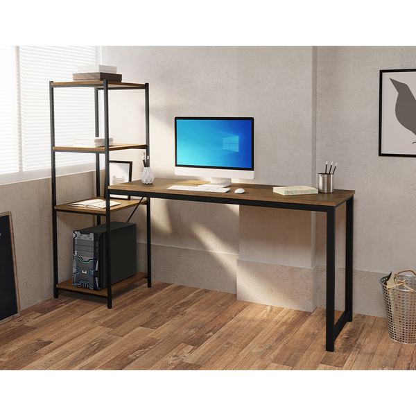 Conjunto De Mesa Com Estante Estilo Industrial Para Escritóri