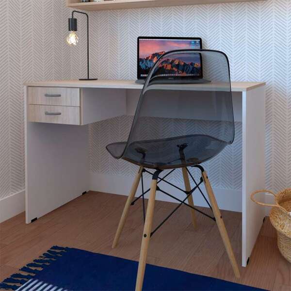 Conjunto De Mesa Com Gaveteiro De Escritório Arvo Branco E Ge