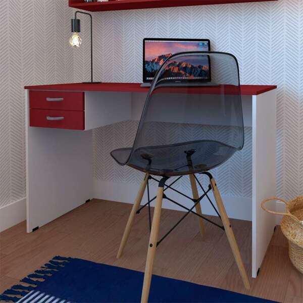 Conjunto De Mesa Com Gaveteiro De Escritório Arvo Branco E Ve