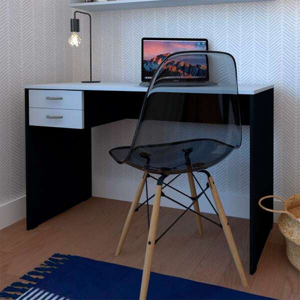 Conjunto De Mesa Com Gaveteiro De Escritório Arvo Preto E Cin