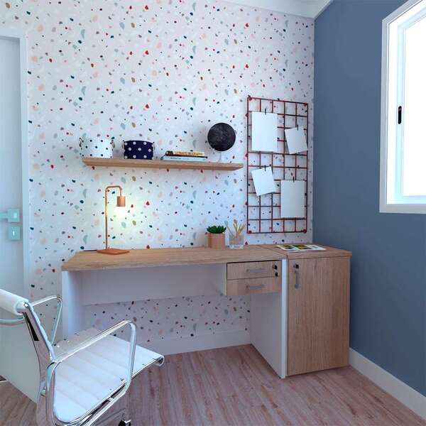 Conjunto De Mesa Com Gaveteiro De Escritório Corp Branco E Ca