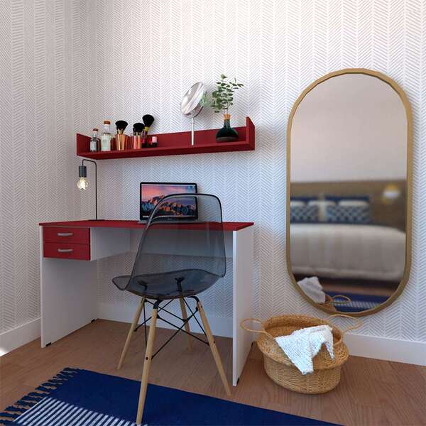 Conjunto De Mesa Com Gaveteiro E Prateleira De Escritório Hel