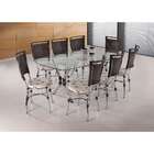 Conjunto De Mesa Com Tampo De Vidro E 8 Cadeiras Atenas Tabac