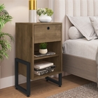 Conjunto De Mesa De Cabeceira Lumi 1 Gaveta Castanho Preto