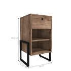 Conjunto De Mesa De Cabeceira Lumi 1 Gaveta Castanho Preto