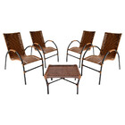 Conjunto De Mesa De Centro E 4 Cadeiras Ônix Para Área Externa