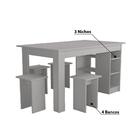 Conjunto De Mesa De Cozinha Com 4 Bancos Regina Branco 140 Cm