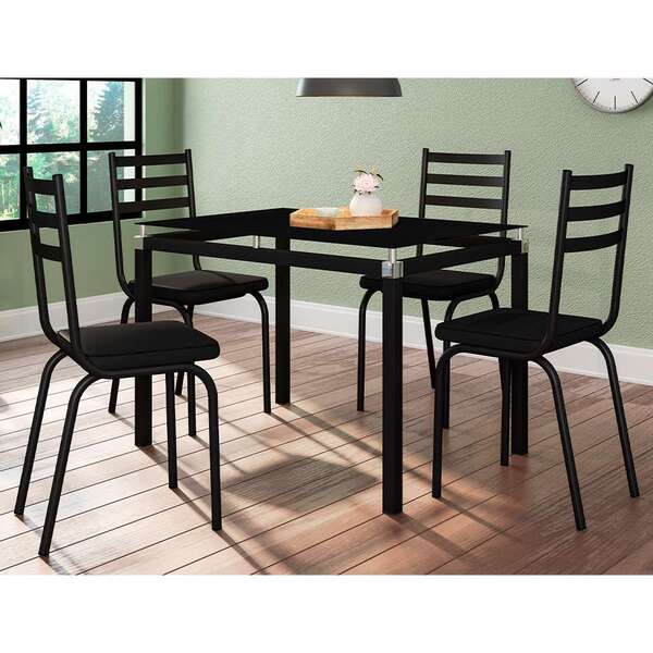 Conjunto De Mesa De Cozinha Com 4 Lugares Malva I Preto