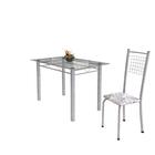 Conjunto De Mesa De Cozinha Com Tampo De Vidro E 4 Cadeiras I