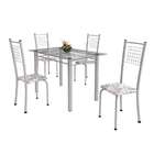 Conjunto De Mesa De Cozinha Com Tampo De Vidro E 4 Cadeiras I