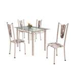Conjunto De Mesa De Cozinha Com Tampo De Vidro E 4 Cadeiras M