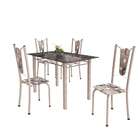 Conjunto De Mesa De Cozinha Com Tampo De Vidro E 4 Cadeiras M