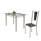 Conjunto De Mesa De Cozinha Com Tampo De Vidro E 4 Cadeiras M