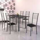Conjunto De Mesa De Cozinha Com Tampo De Vidro E 6 Cadeiras I
