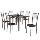 Conjunto De Mesa De Cozinha Com Tampo De Vidro E 6 Cadeiras I