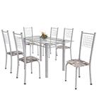 Conjunto De Mesa De Cozinha Com Tampo De Vidro E 6 Cadeiras I