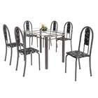 Conjunto De Mesa De Cozinha Com Tampo De Vidro E 6 Cadeiras I