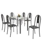 Conjunto De Mesa De Cozinha Com Tampo De Vidro E 6 Cadeiras I