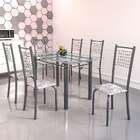 Conjunto De Mesa De Cozinha Com Tampo De Vidro E 6 Cadeiras I