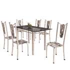 Conjunto De Mesa De Cozinha Com Tampo De Vidro E 6 Cadeiras M