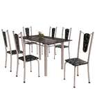 Conjunto De Mesa De Cozinha Com Tampo De Vidro E 6 Cadeiras M