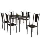 Conjunto De Mesa De Cozinha Com Tampo De Vidro E 6 Cadeiras M