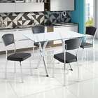 Conjunto De Mesa De Cozinha Com Tampo Vidro E 4 Lugares Ovied