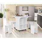 Conjunto De Mesa De Cozinha Dobráve Com 4 Bancos Annie Branco