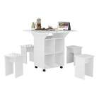 Conjunto De Mesa De Cozinha Dobráve Com 4 Bancos Annie Branco