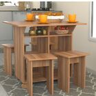 Conjunto De Mesa De Cozinha Dobrável 4 Lugares Balsamo Marrom