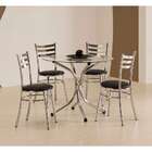 Conjunto De Mesa De Cozinha Redonda Carmin I Cromado E Preto