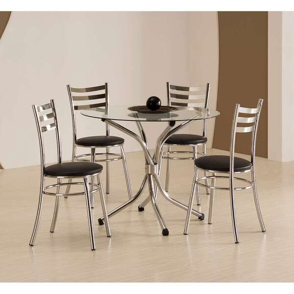 Conjunto De Mesa De Cozinha Redonda Carmin I Cromado E Preto