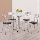 Conjunto De Mesa De Cozinha Redonda Carmin Ii Cromado E Preto