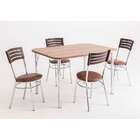 Conjunto De Mesa De Cozinha Retangular Carmin Marrom E Cromado