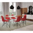 Conjunto De Mesa De Ferro Preto Tampo Amêndoa 135x75 6 Cadeir