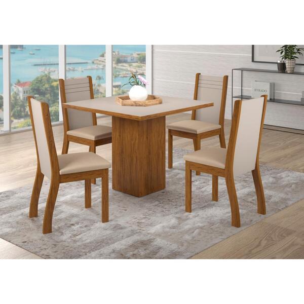 Conjunto De Mesa De Jantar Anturio Com 4 Cadeiras Napoli Imbu