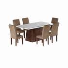 Conjunto De Mesa De Jantar Bianca I Com Vidro E 6 Cadeiras Gr